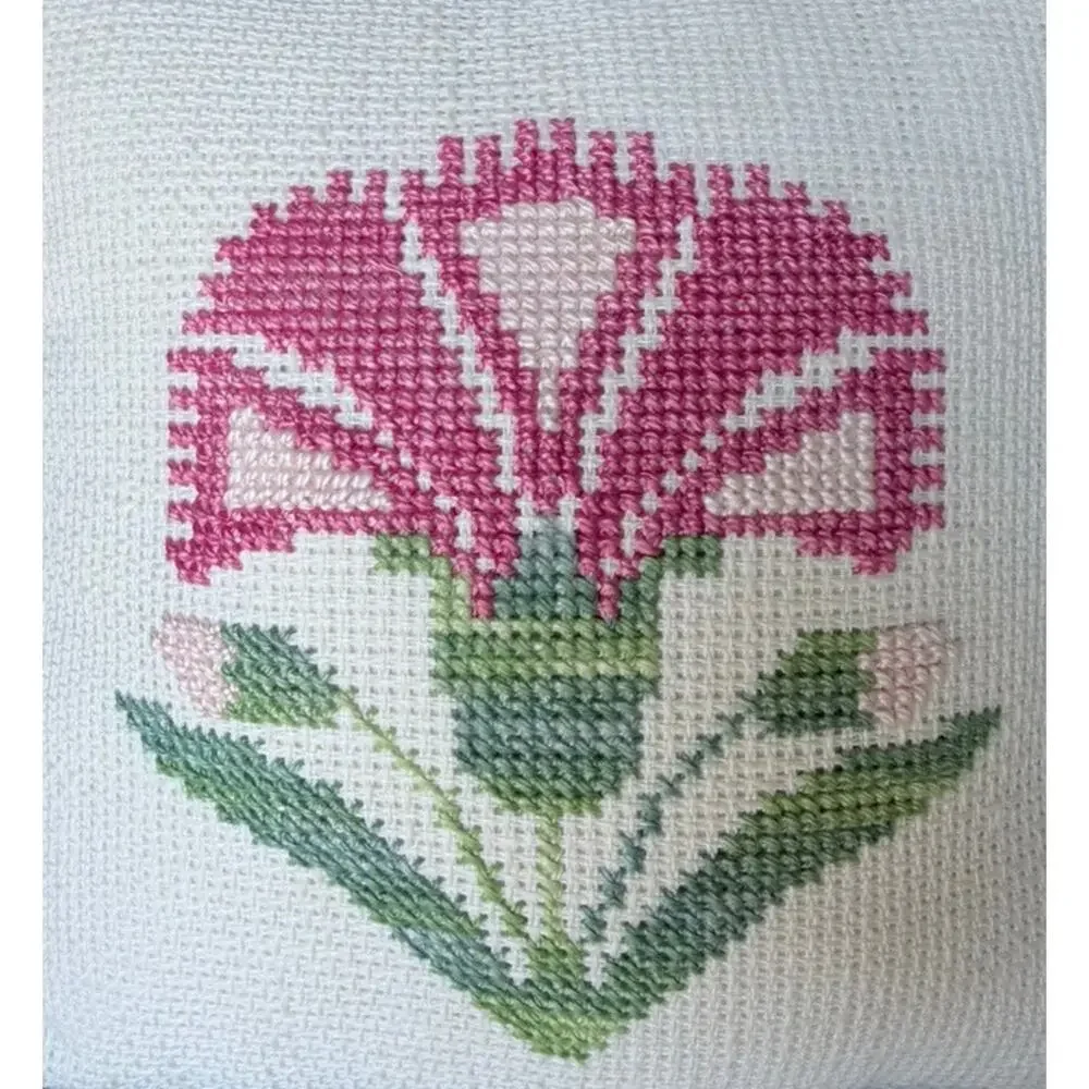 Charming Handmade Needlepoint Flowers Accent Pillows Ruffled Ditsy Floral Trim